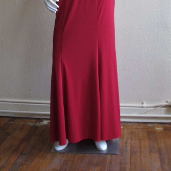 Niki by Niki Livas Red Halter Style Open Back Maxi Gown - Picture 5 of 7
